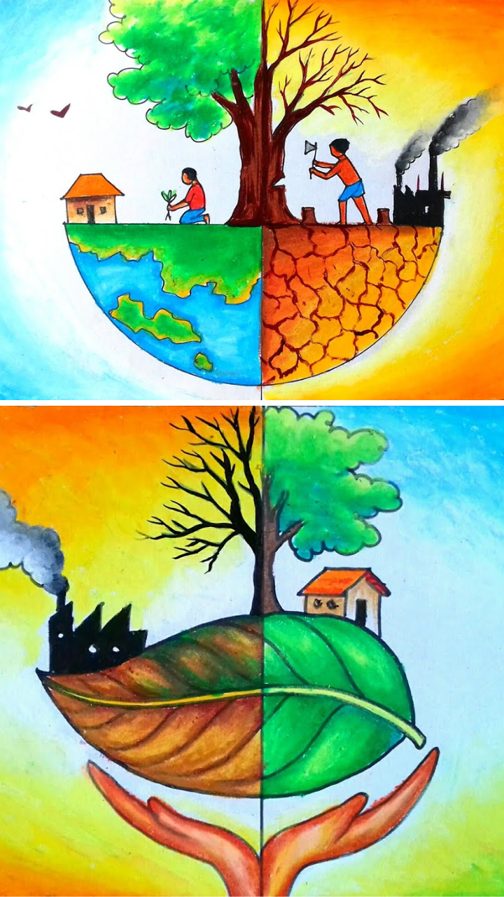 tree plantation drawing|World environment Day drawing/विश्व पर्यावरण दिवस  पर आसान सा चित्र/pushpa S - YouTube