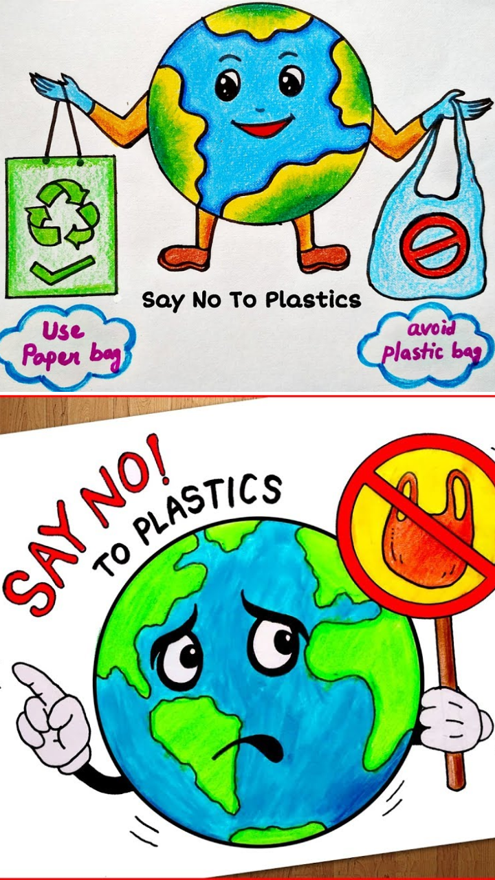 Beat Plastic Pollution Drawing / Stop Plastic Poster Chart project - Ban  plastic - YouTube