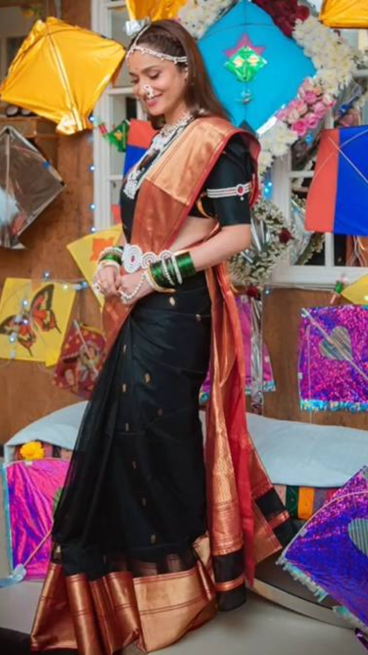 Ankita Lokhande celebrates Makar Sankranti in black saree, traditional  jewels | Fashion Trends - Hindustan Times