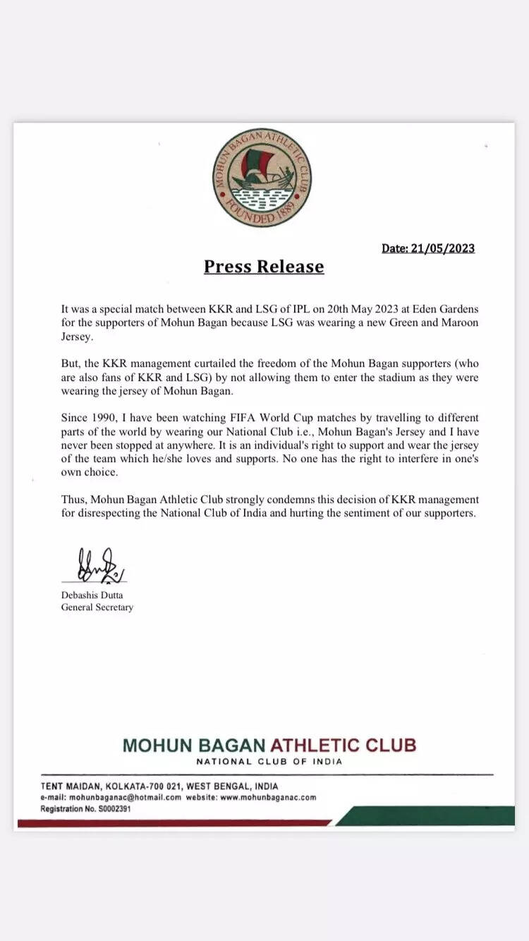 Mohun Bagan Letter