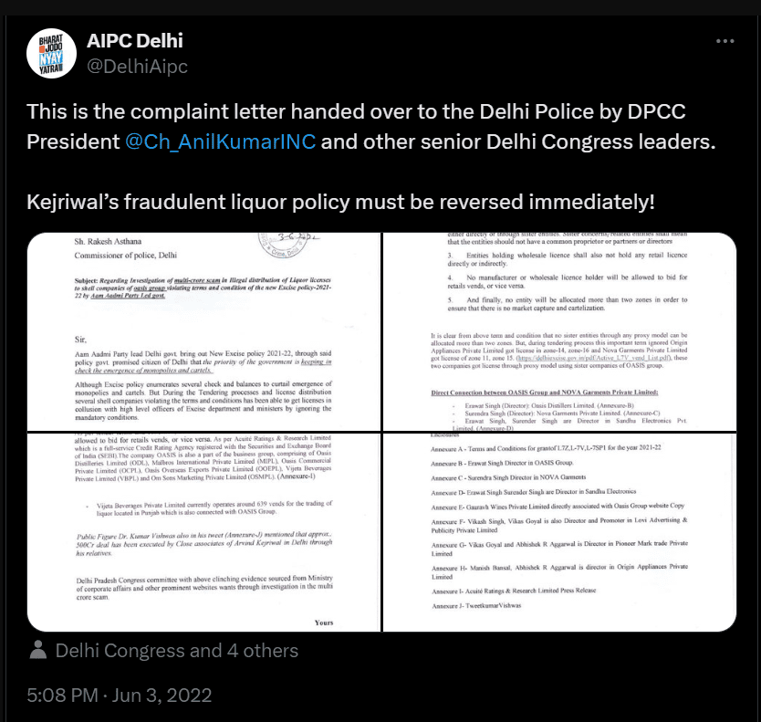 Delhi congress Tweet