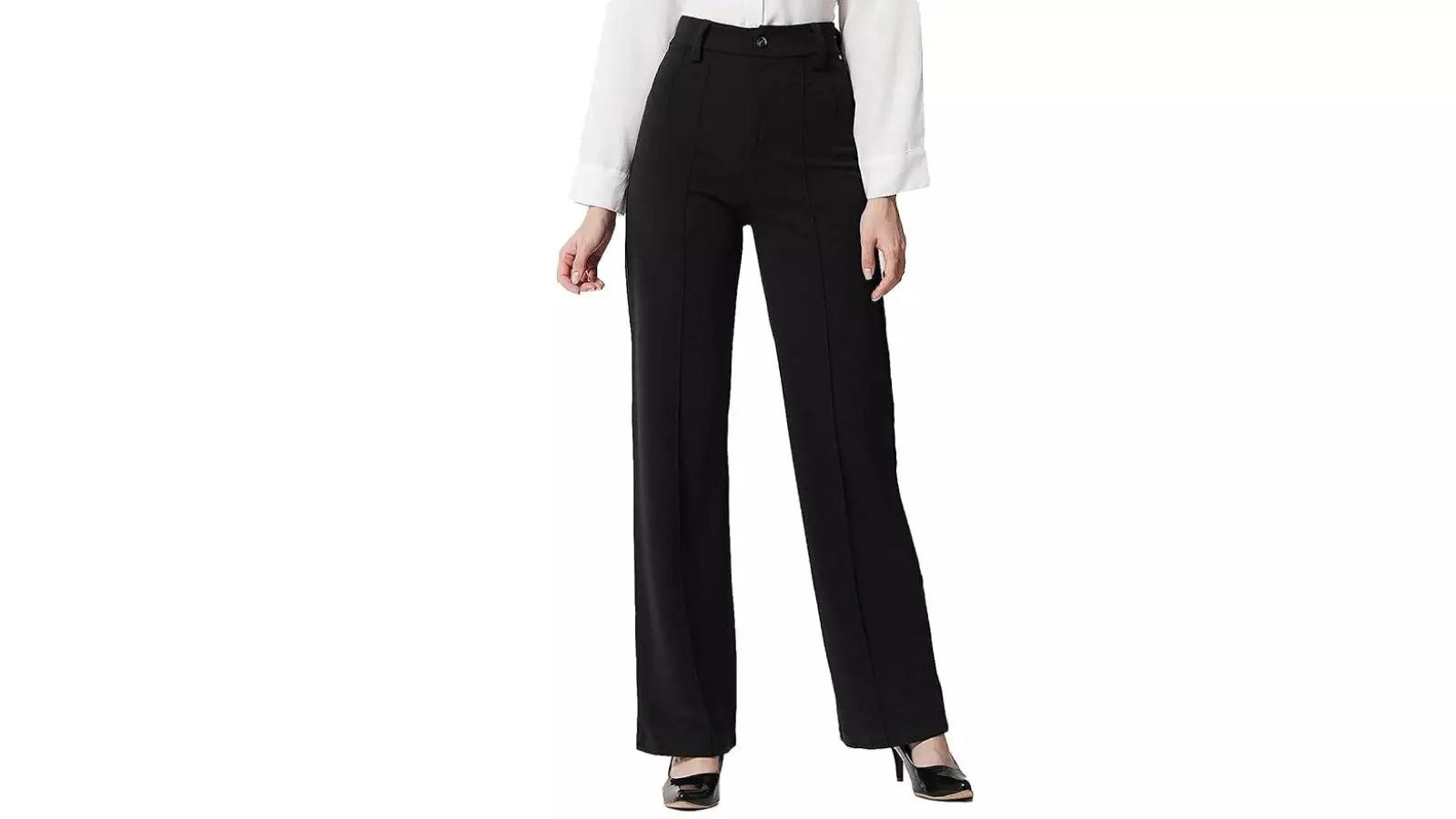 Bhochi Women Polyester Blend Solid Trousers