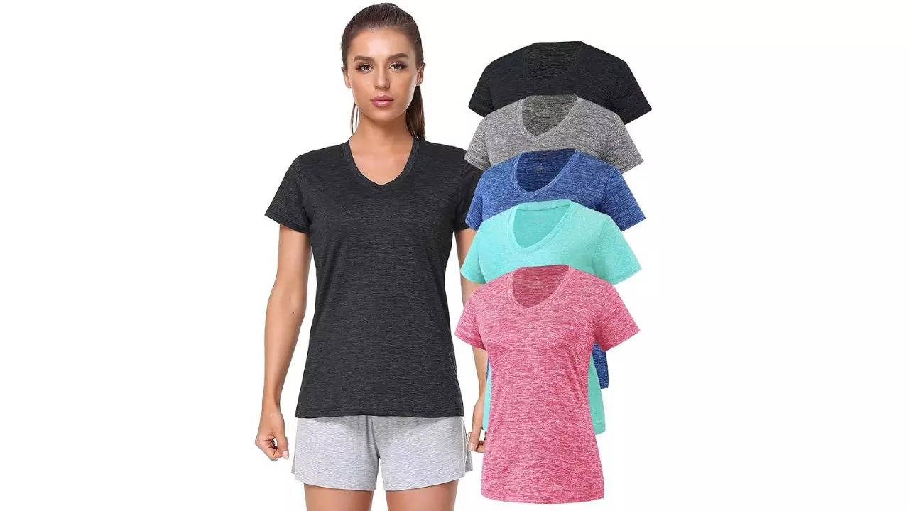 5-Pack Womens Short Sleeve Dry Fit T-Shirt