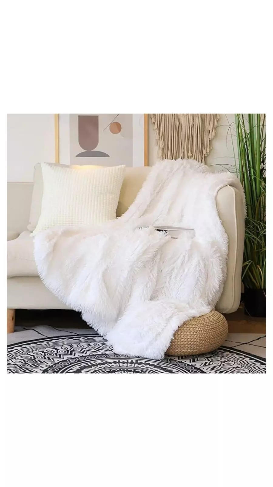 Tuddrom Decorative Extra Soft Faux Fur Throw Blanket for Couch Sofa