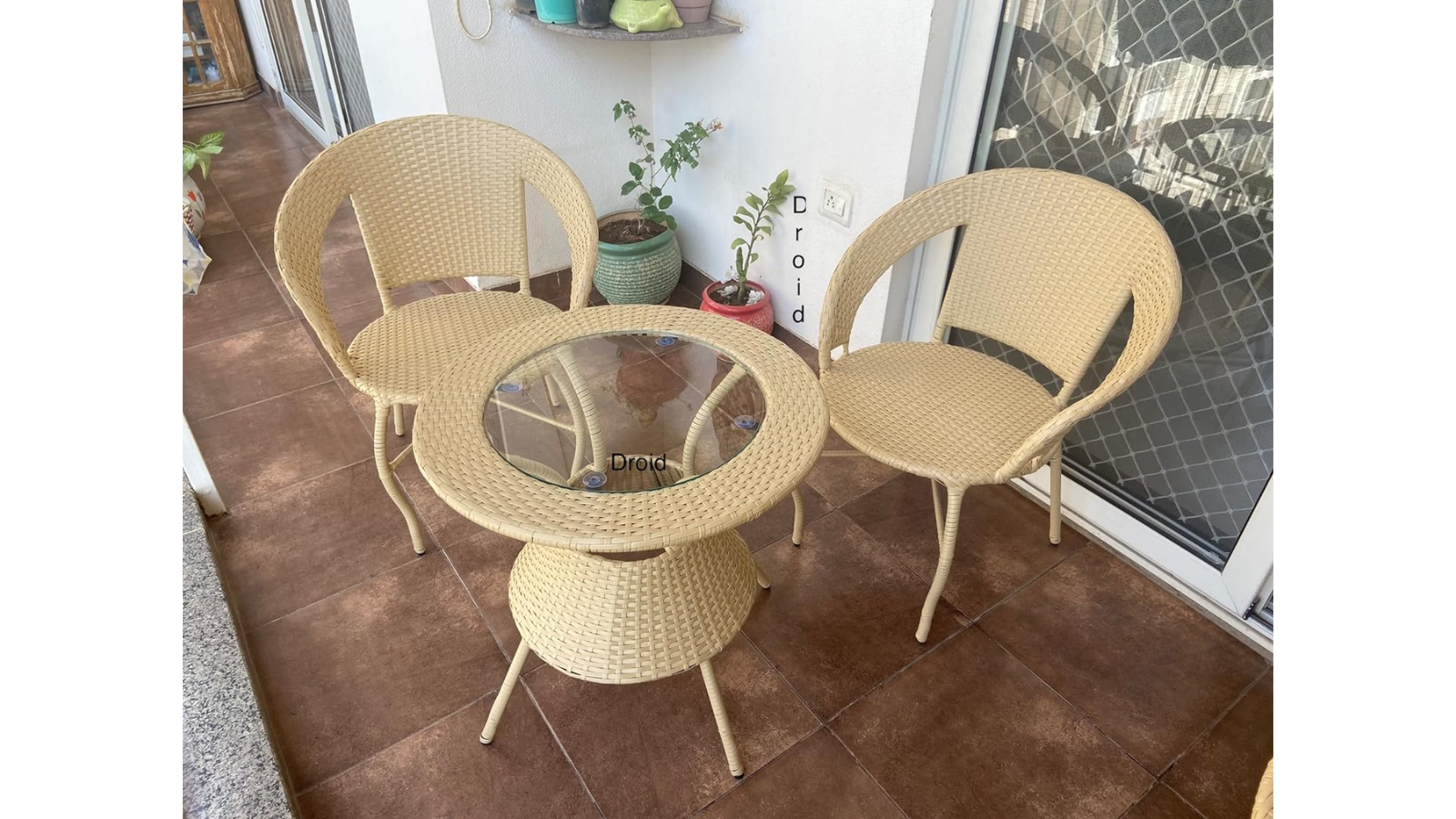 DROID FURNITURE Garden Patio Seating Chair and Table Set