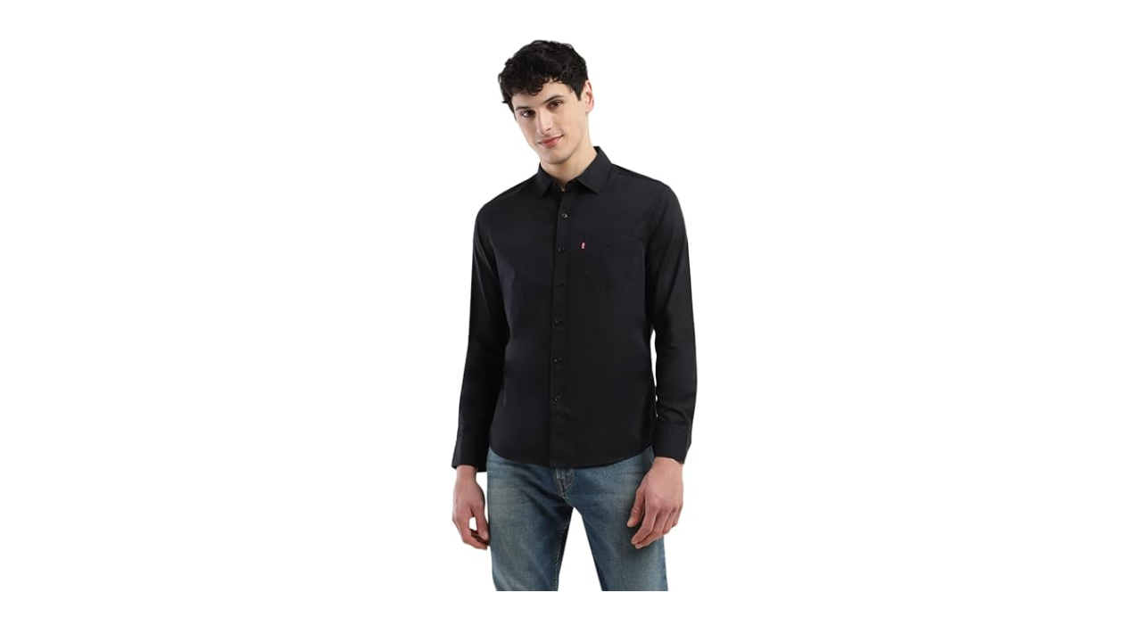 Levis Mens Spread Collar Slim Fit Solid Shirts 