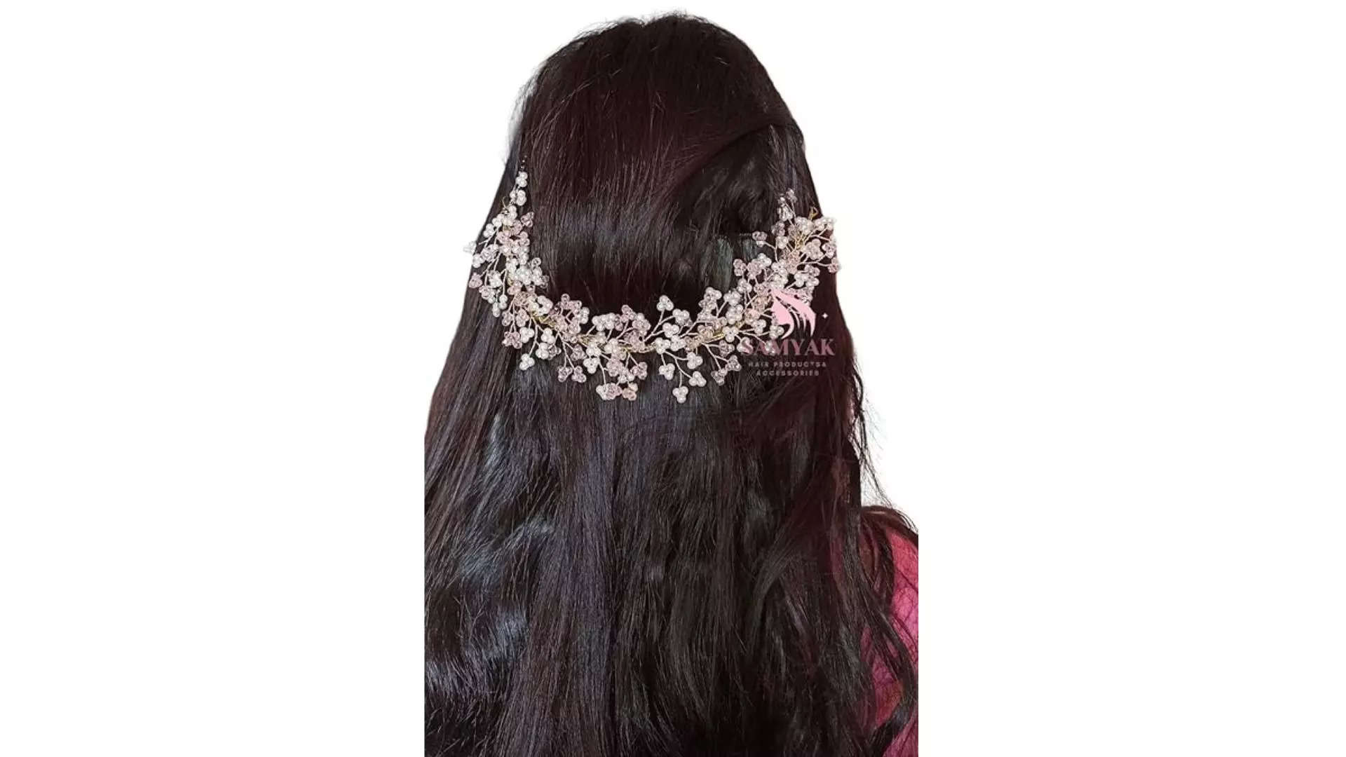 Samyak Crystal Pearl Hair Tiara Vine Headband Crown Your Beauty With Timeless Sparkle 