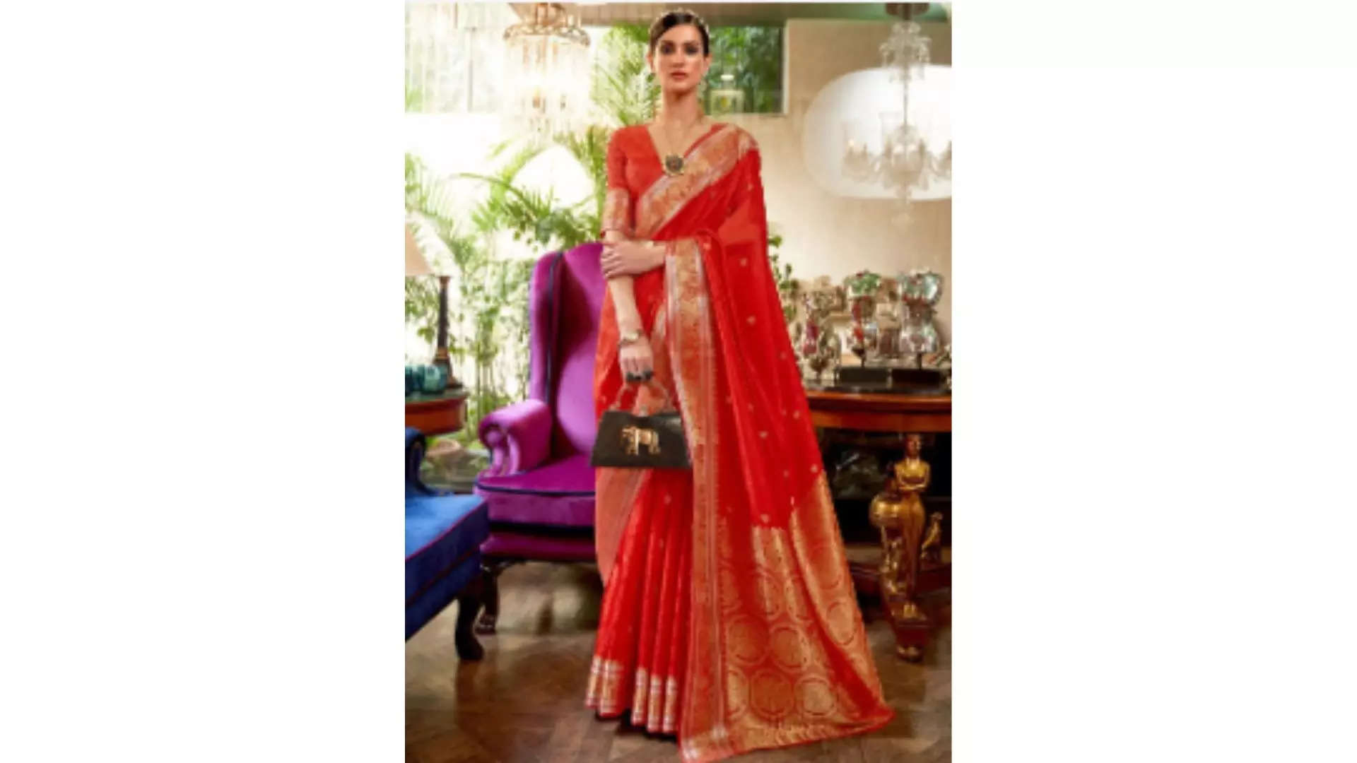 FLORESTA FASHION Womens Soft Satin Silk Plain Saree That Modern and Ethnic Look