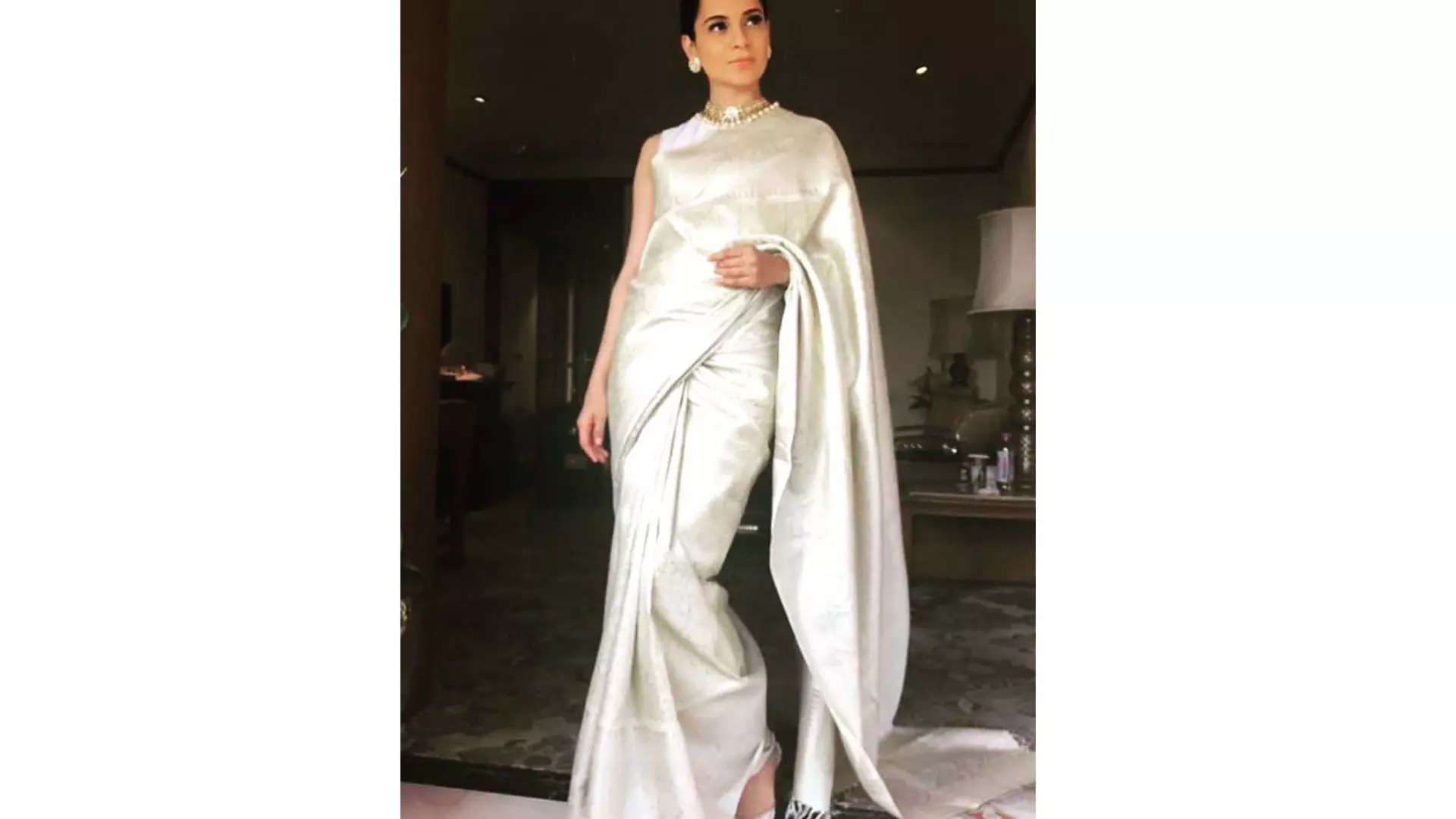 Kangana Ranaut Drapes Timeless Beauty in a Pristine Kanjivaram Saree 