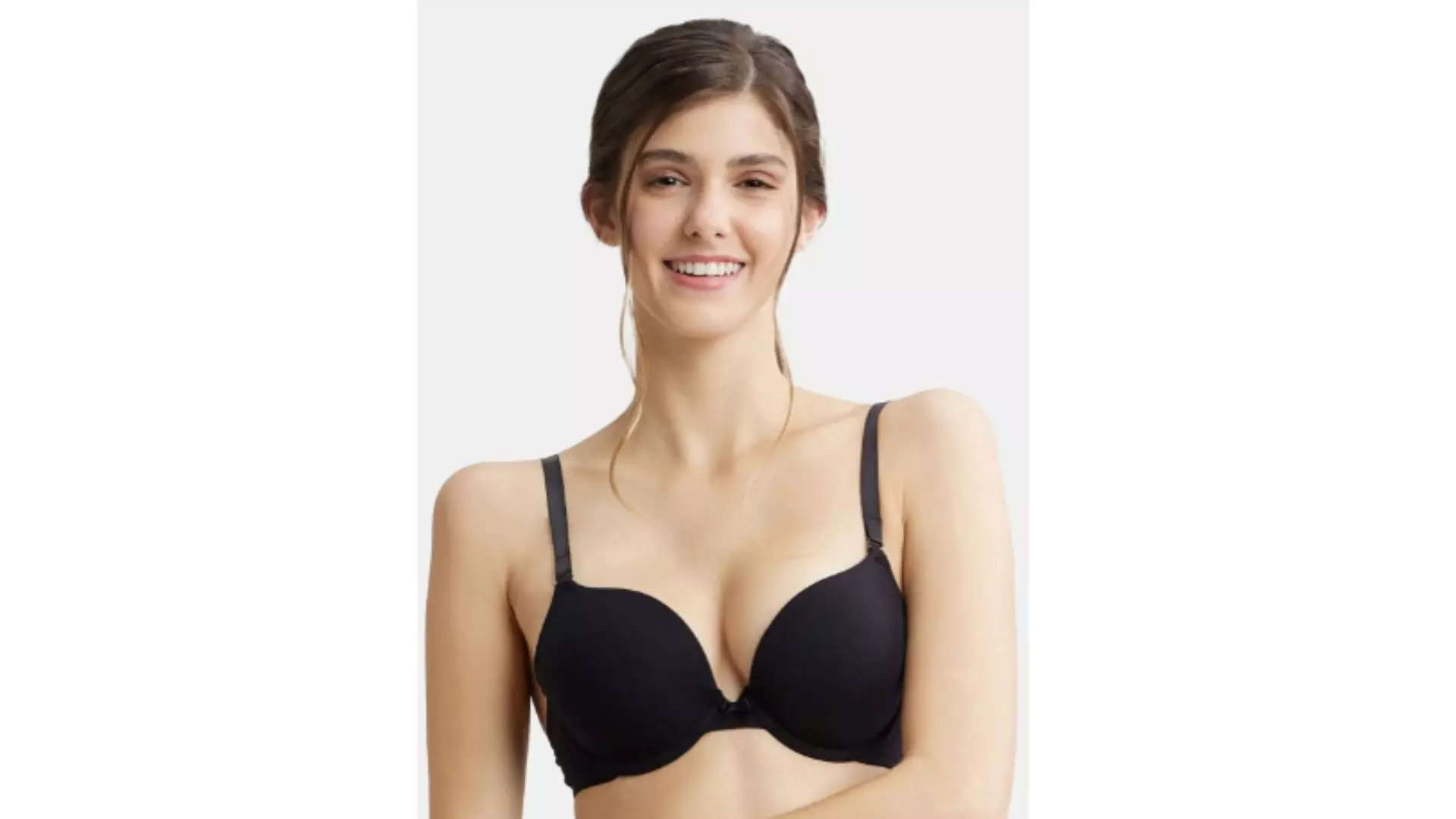 Jockey Wired Padded Cotton Medium Coverage Plunge Neck Push-Up Bra Lift Shape and Shine 