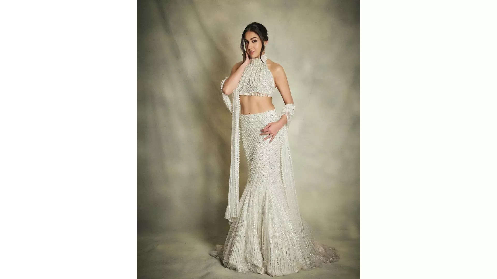 Sara Ali Khan Dazzles in a Pearl Lehenga 