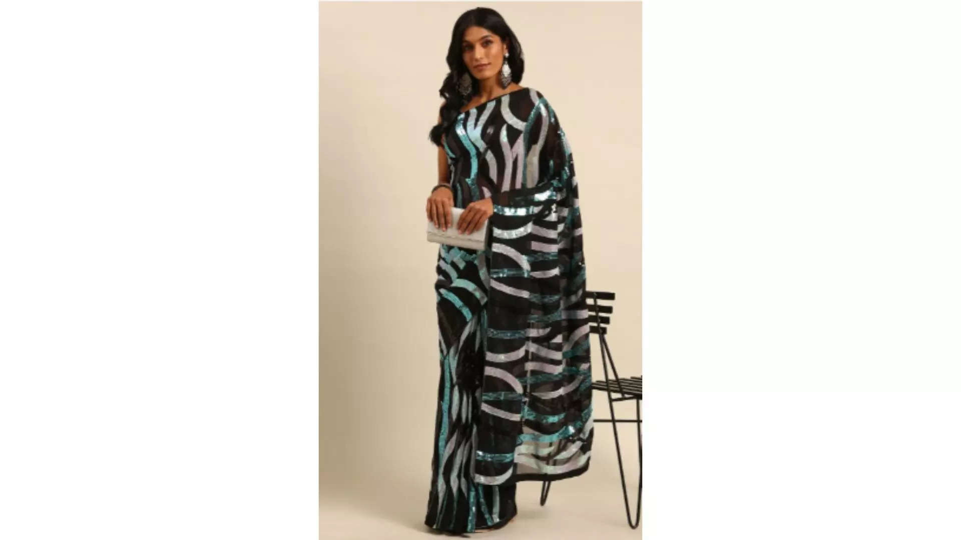 Mitera Striped Sequinned Saree Make a Statement of Grace and Glamour 