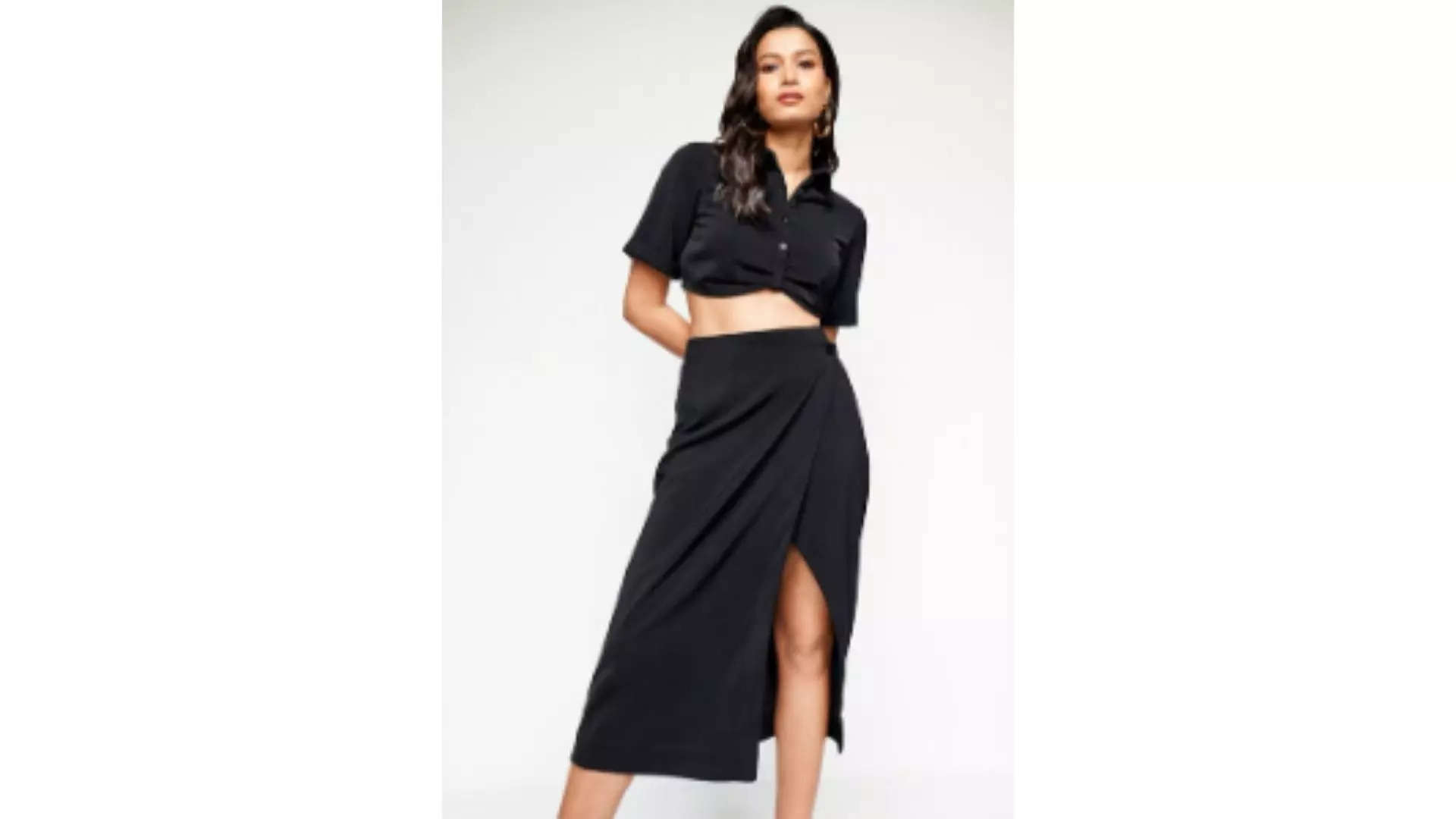 AND Top with Skirt Co-ord Set Chic Simplicity in Black 