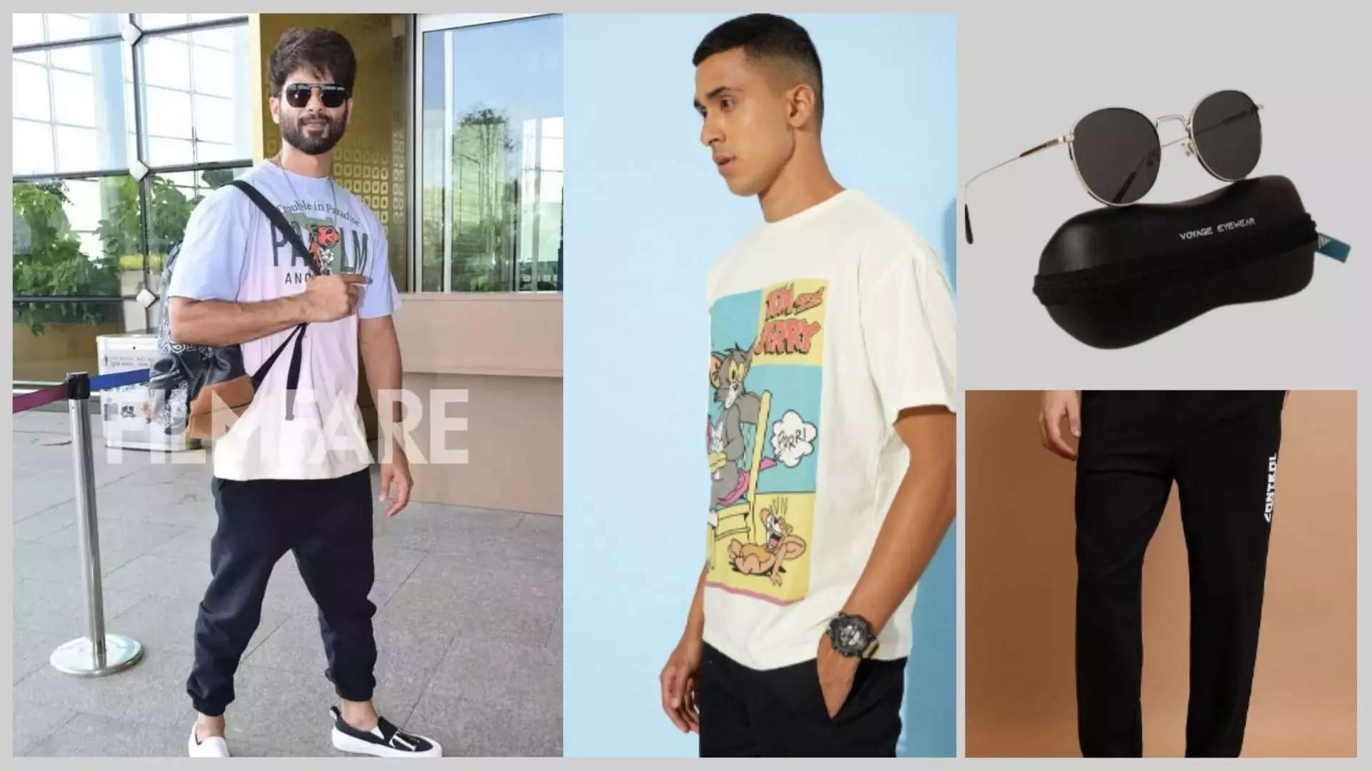 Shahid Kapoor Mastering Airport Chic with Graphic Tees and Sleek Shades