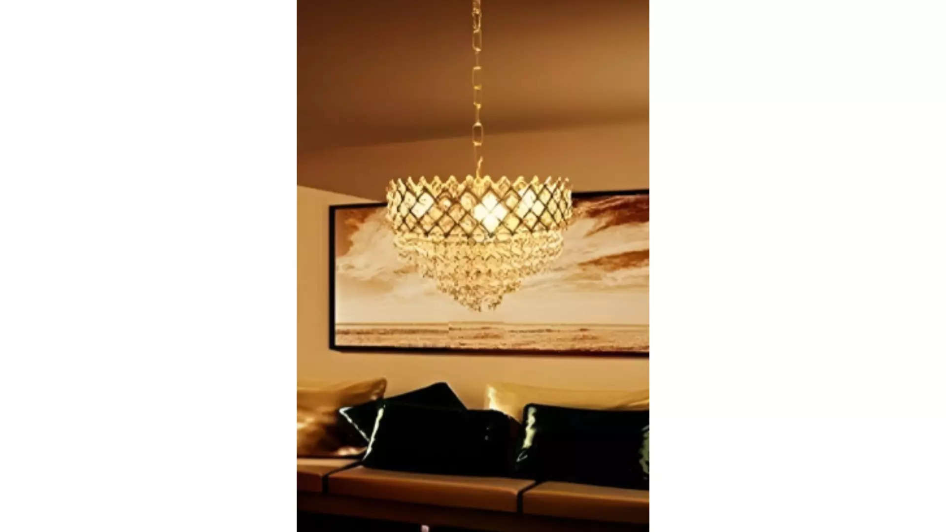 Illuminate in Style Afast Gold-Toned Glass Pendant Chandelier for a Luxe Living Room Glow 