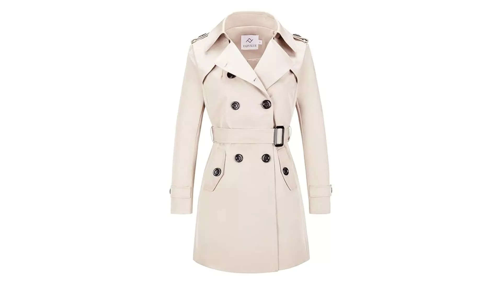 FARVALUE Womens Double Breasted Trench Coat Timeless Elegance