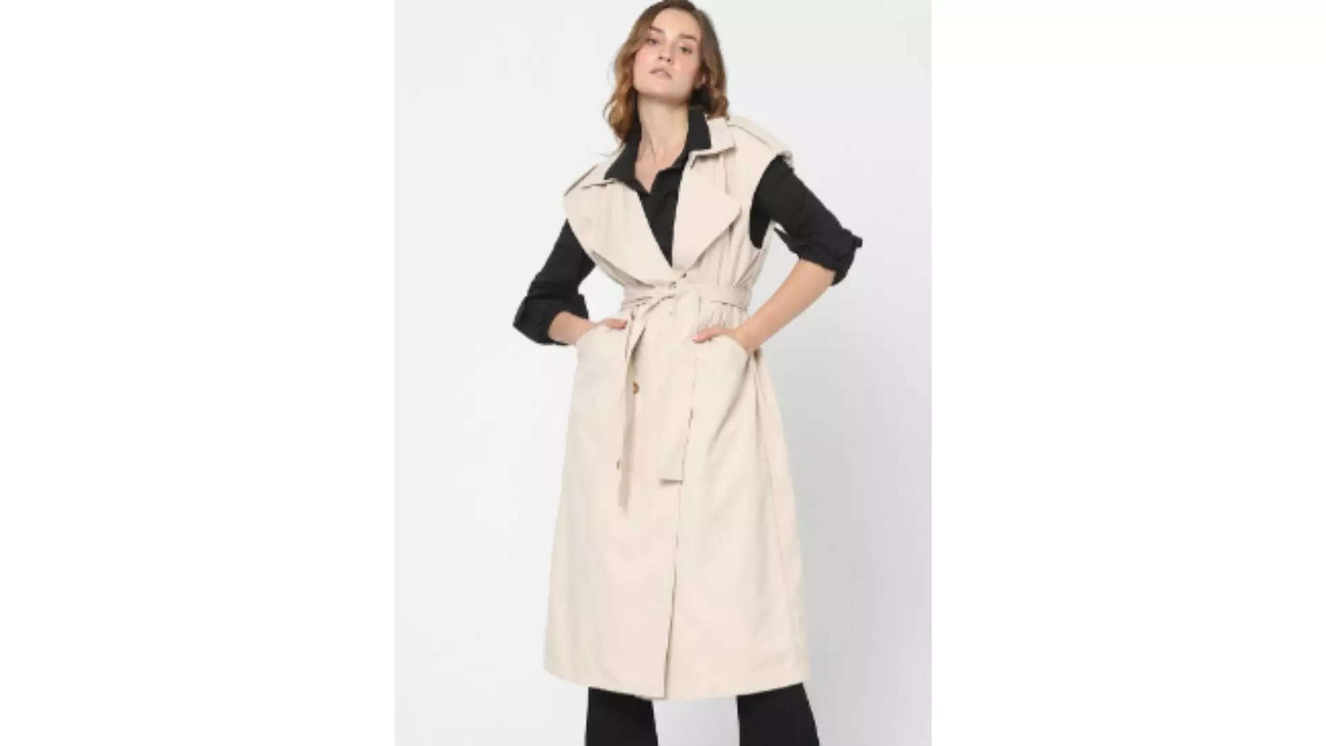 Vero Moda Women Beige Solid Trench Coat Bold Statement