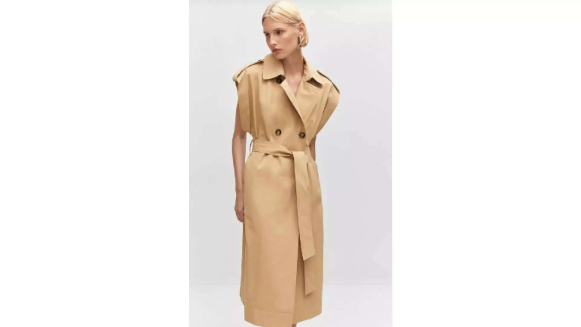 MANGO Pure Cotton Double-Breasted Trench Coat with Belt Effortless Style