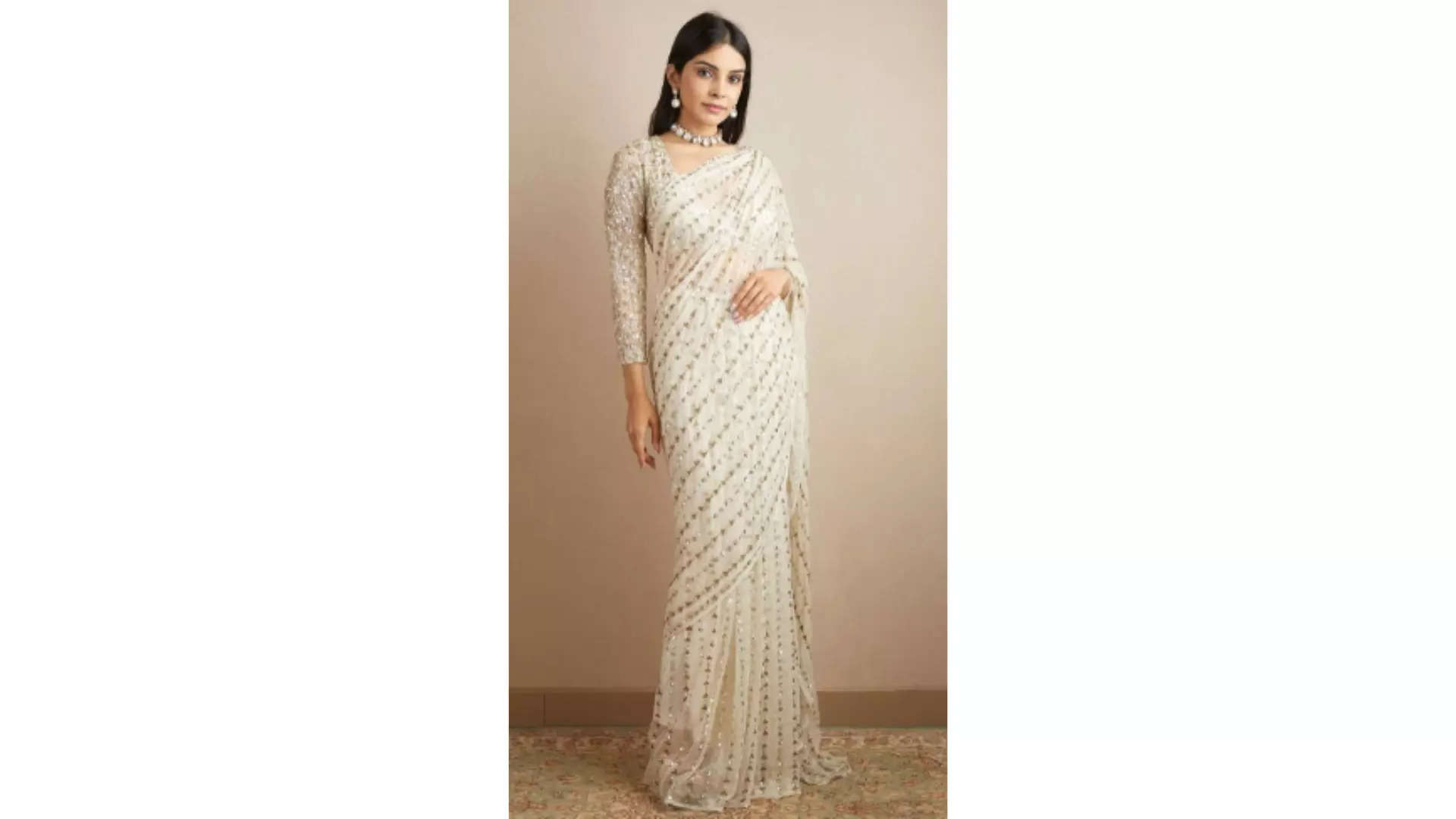 Celeb Styles Ethnic Motifs Sequinned Pure Georgette Saree 