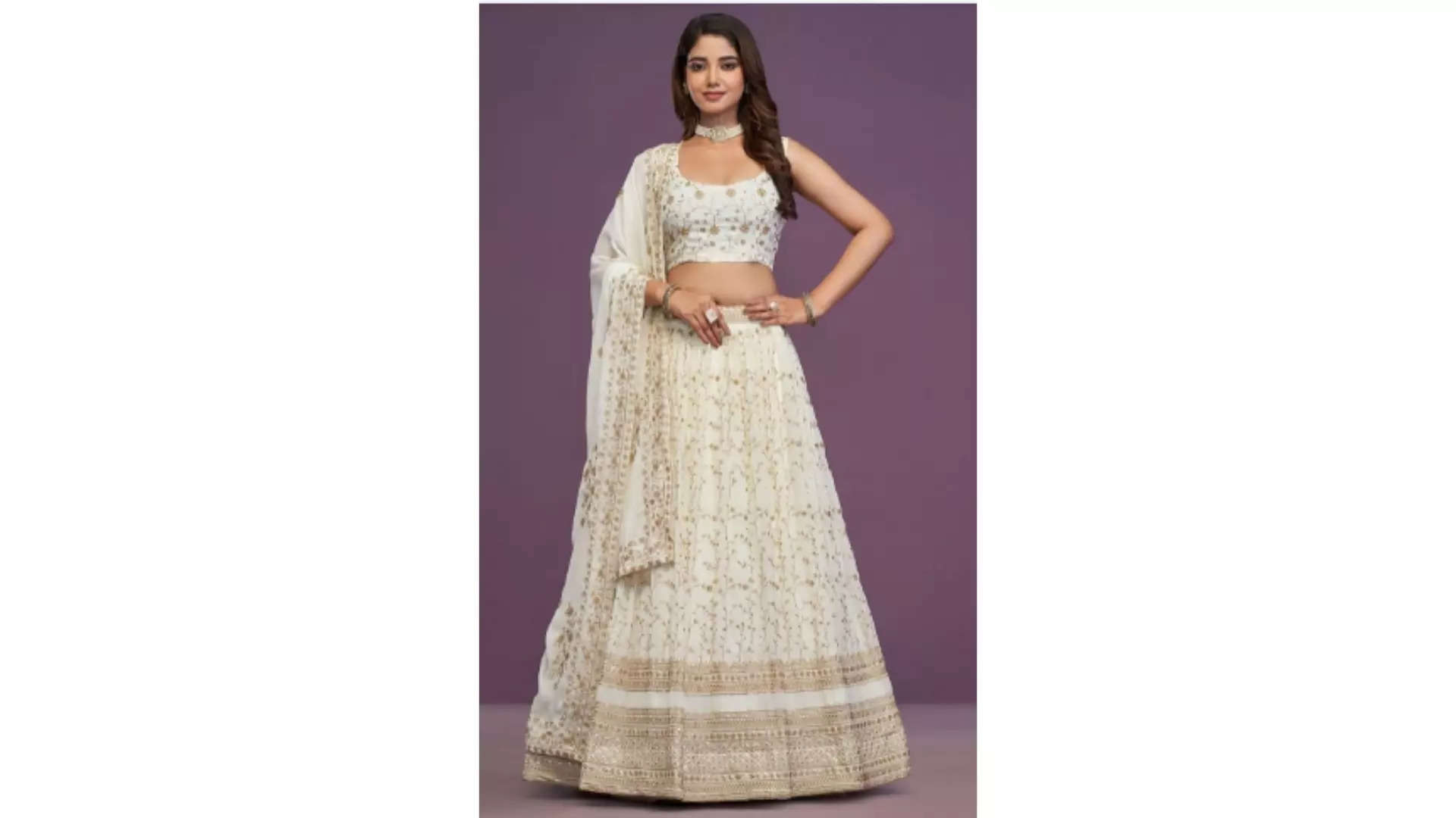 JIHU CULTURE Embroidered Semi-Stitched Lehenga  Blouse with Dupatta 