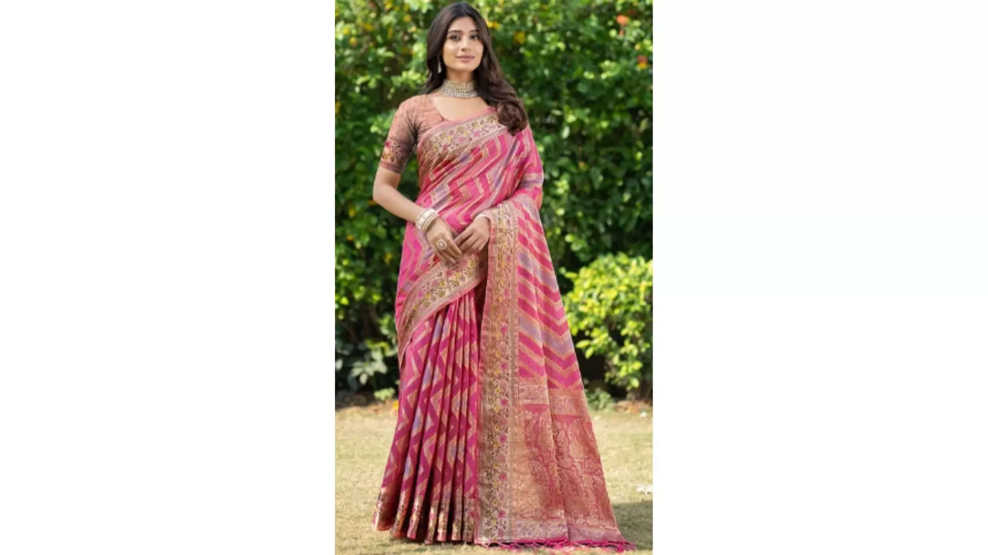 GAJARAI Leheriya Zari Organza Banarasi Saree 