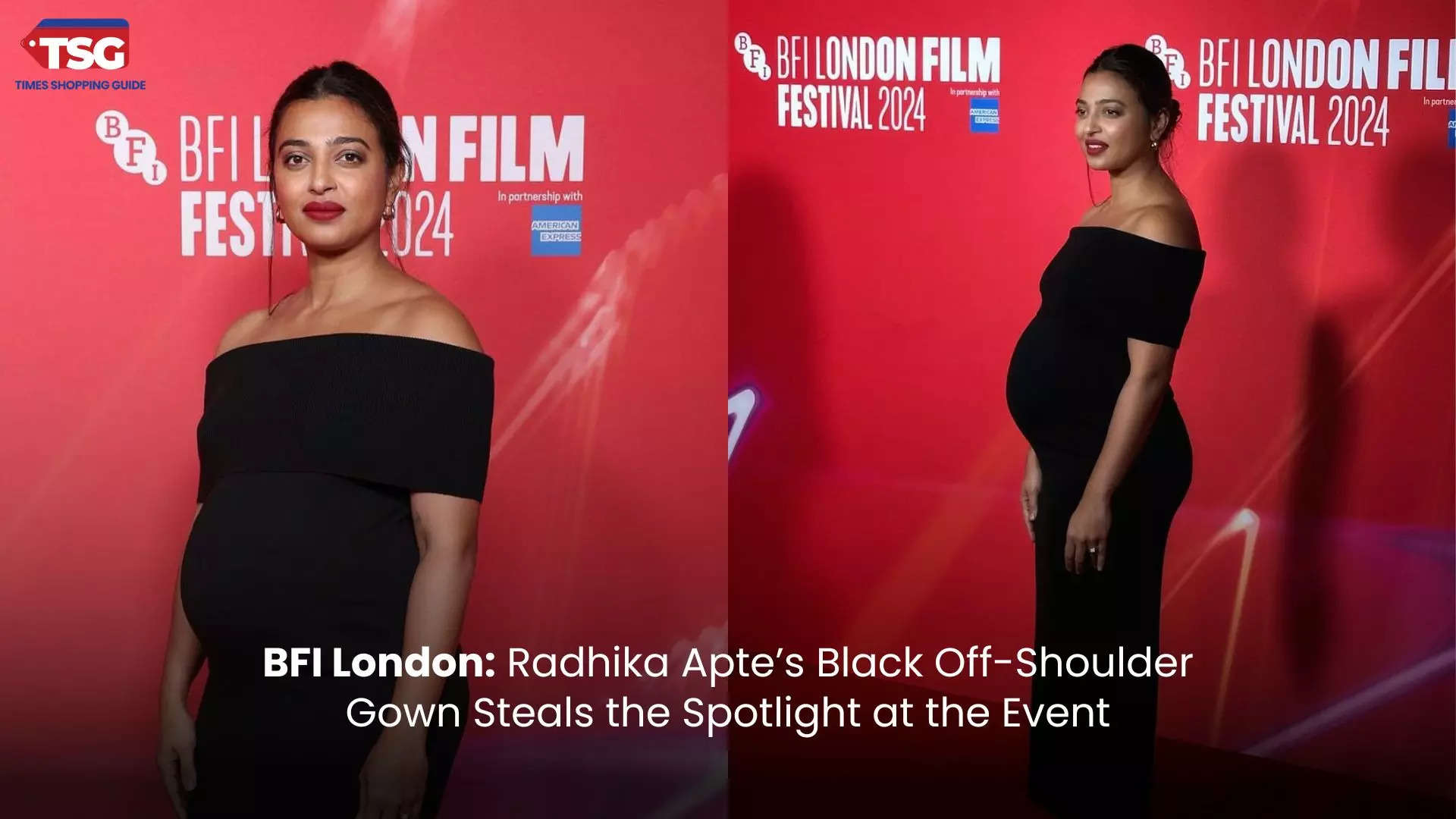 Embracing Motherhood Radhika Aptes Off-Shoulder Gown at the BFI London