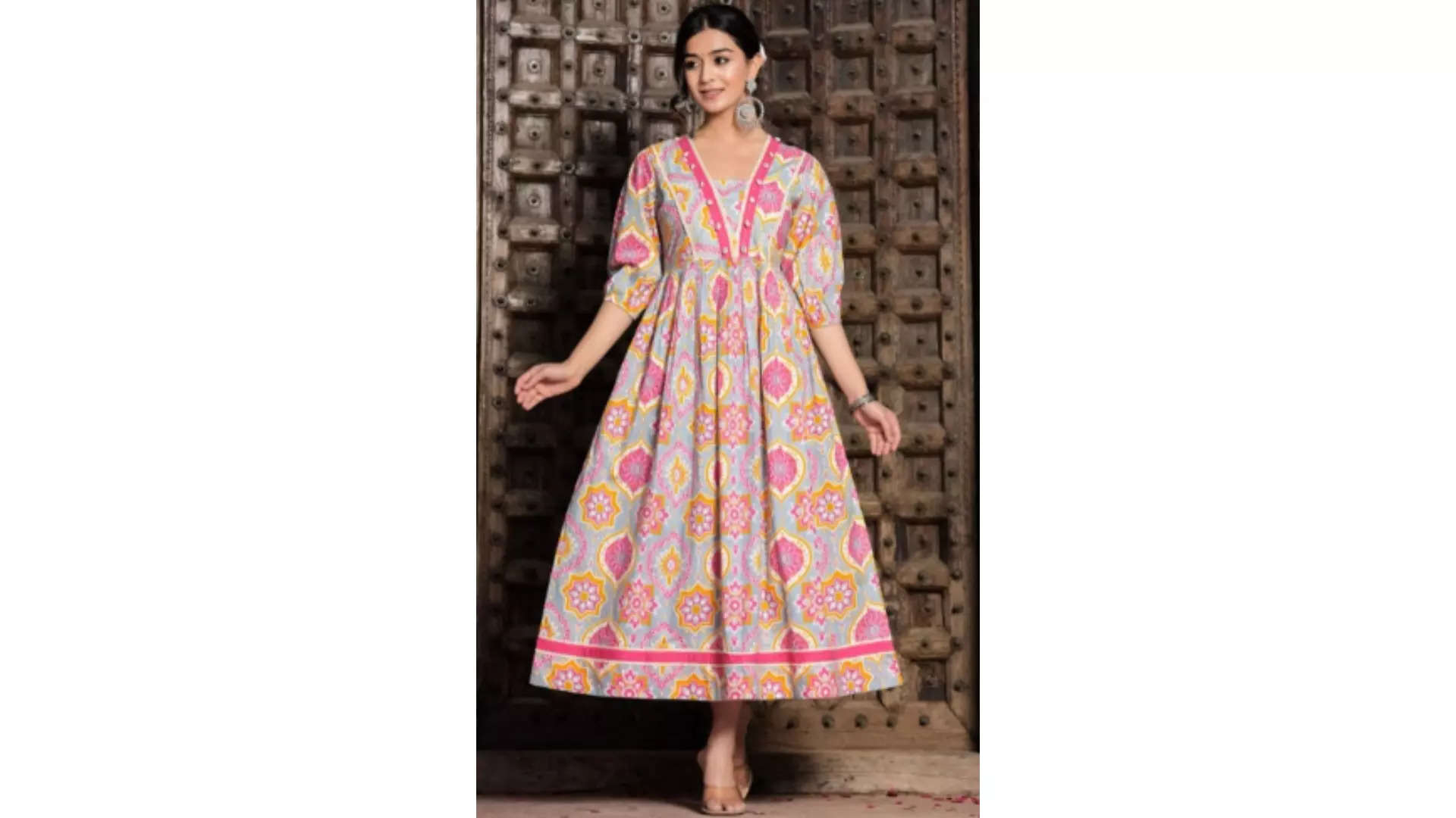 KALINI Women Ethnic Motifs Printed Floral Anarkali Kurta Unveil Your Ethnic Elegance 