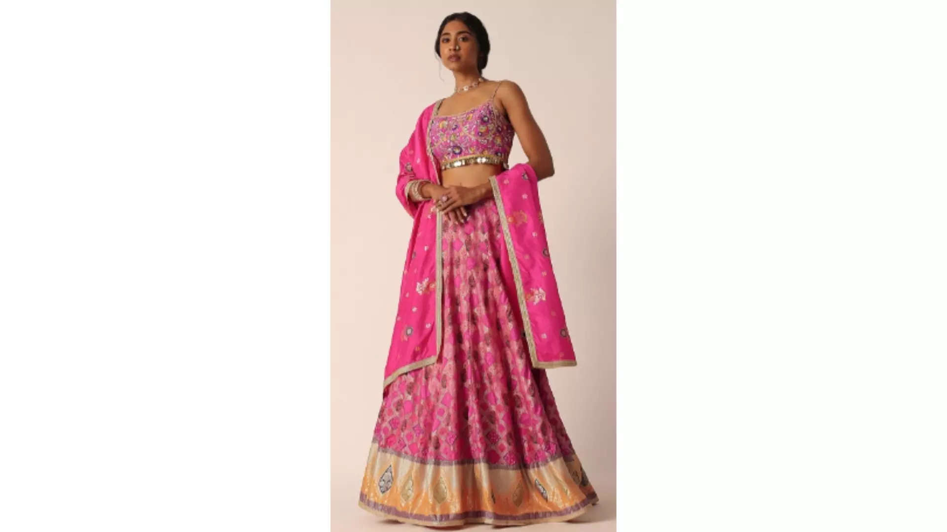 KALKI Fashion Embroidered Banarasi Silk Ready to Wear Lehenga  Blouse with Dupatta Exquisite Lehenga Set 