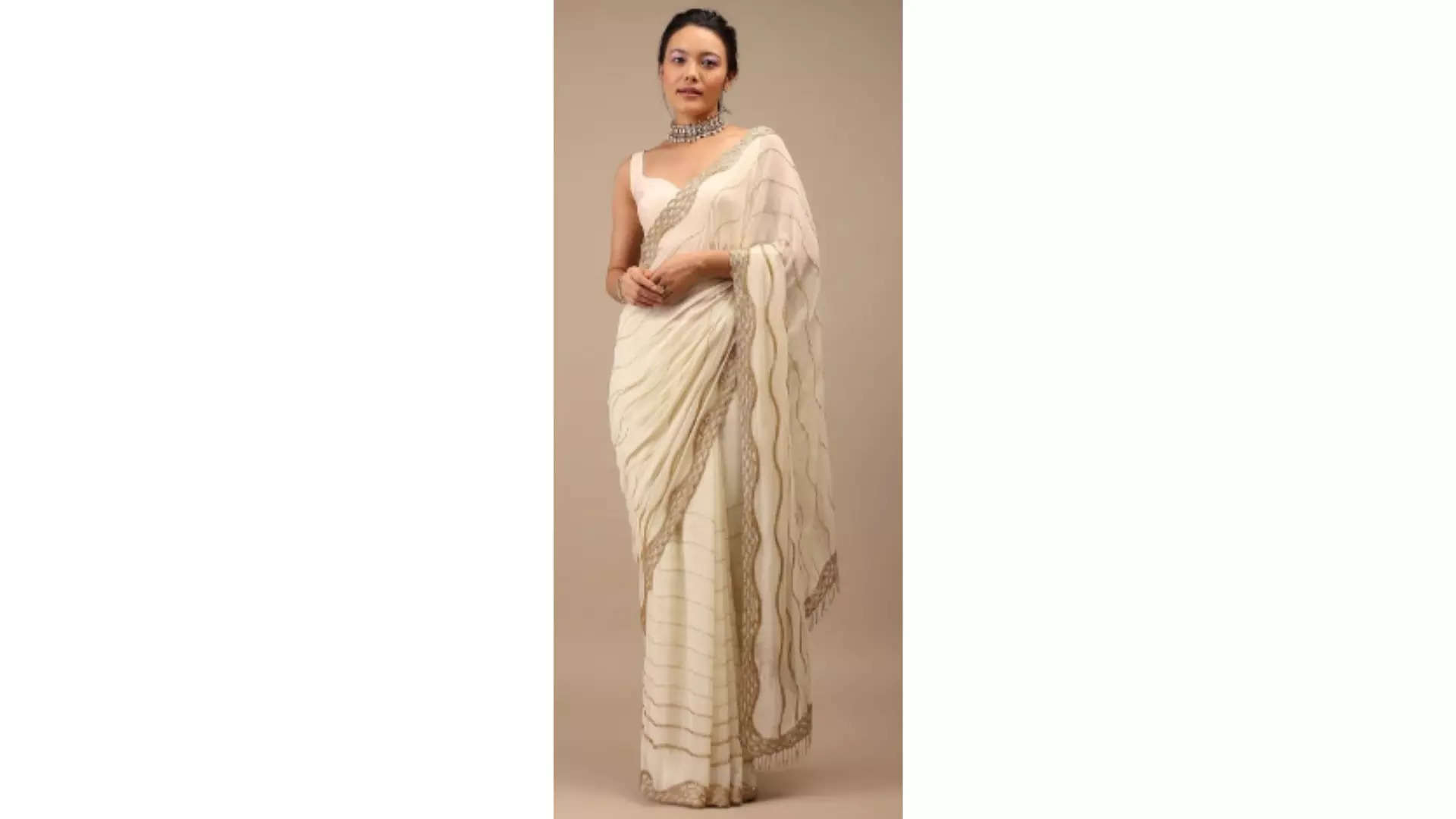 KALKI Fashion Embellished Beads and Stones Pure Georgette Saree