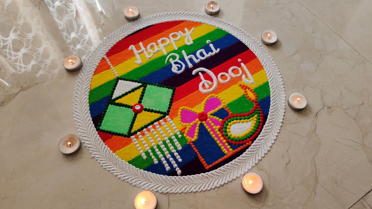 Simple and Easy Bhai Dooj Rangoli