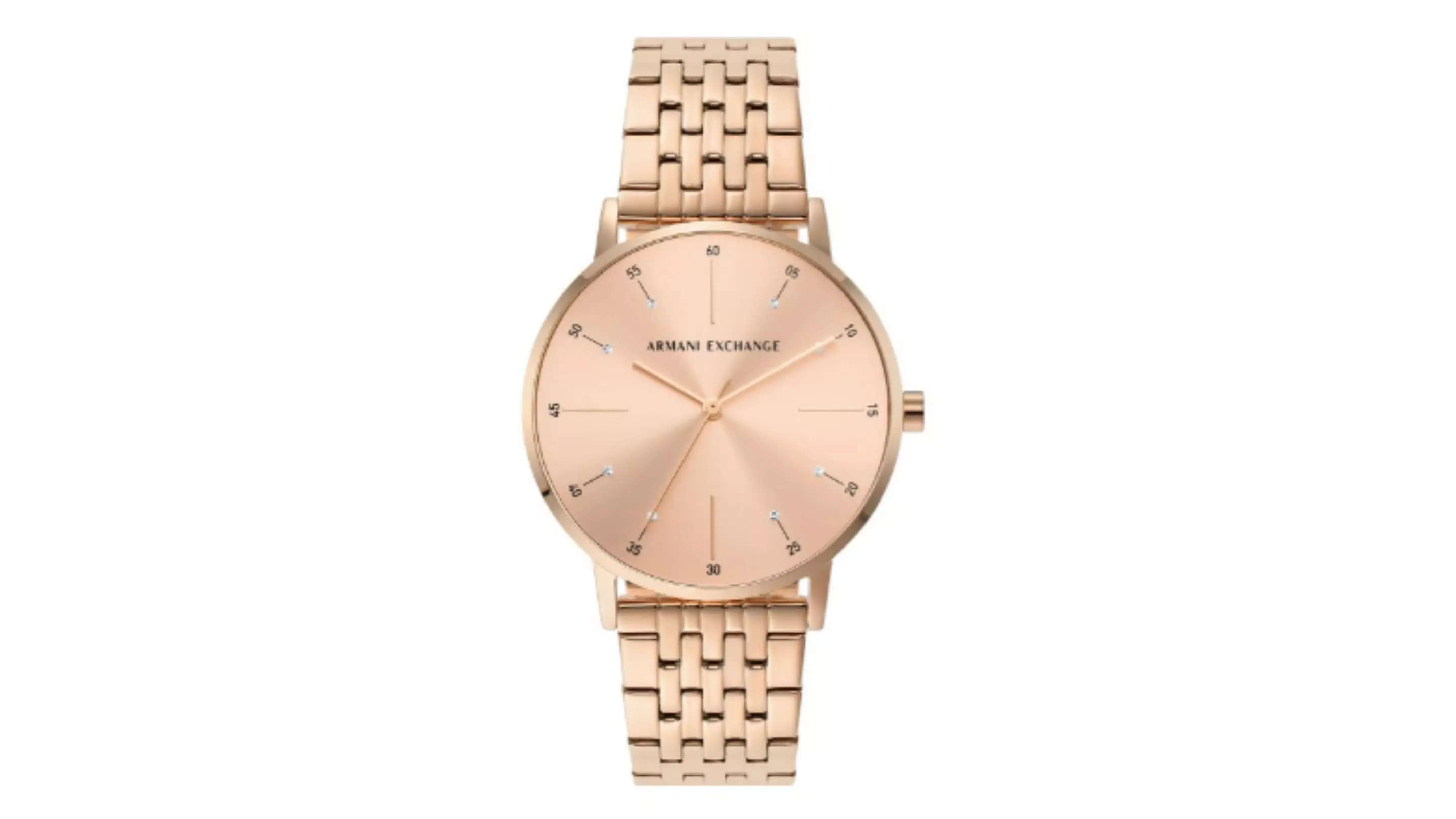 Armani Exchange Women Rose Gold-Toned Embellished Dial  Rose Gold-Plated Watch 