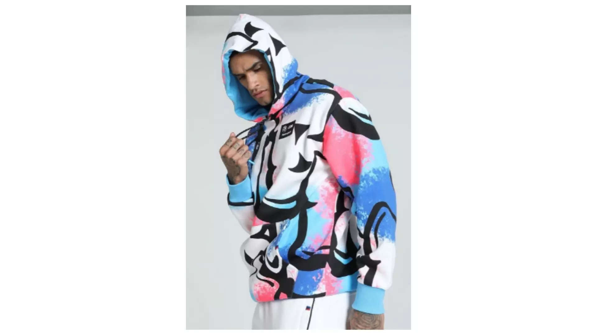 PUMA Motorsport Men Abstract Printed Relaxed Fit Hooded Cotton Sweatshirt