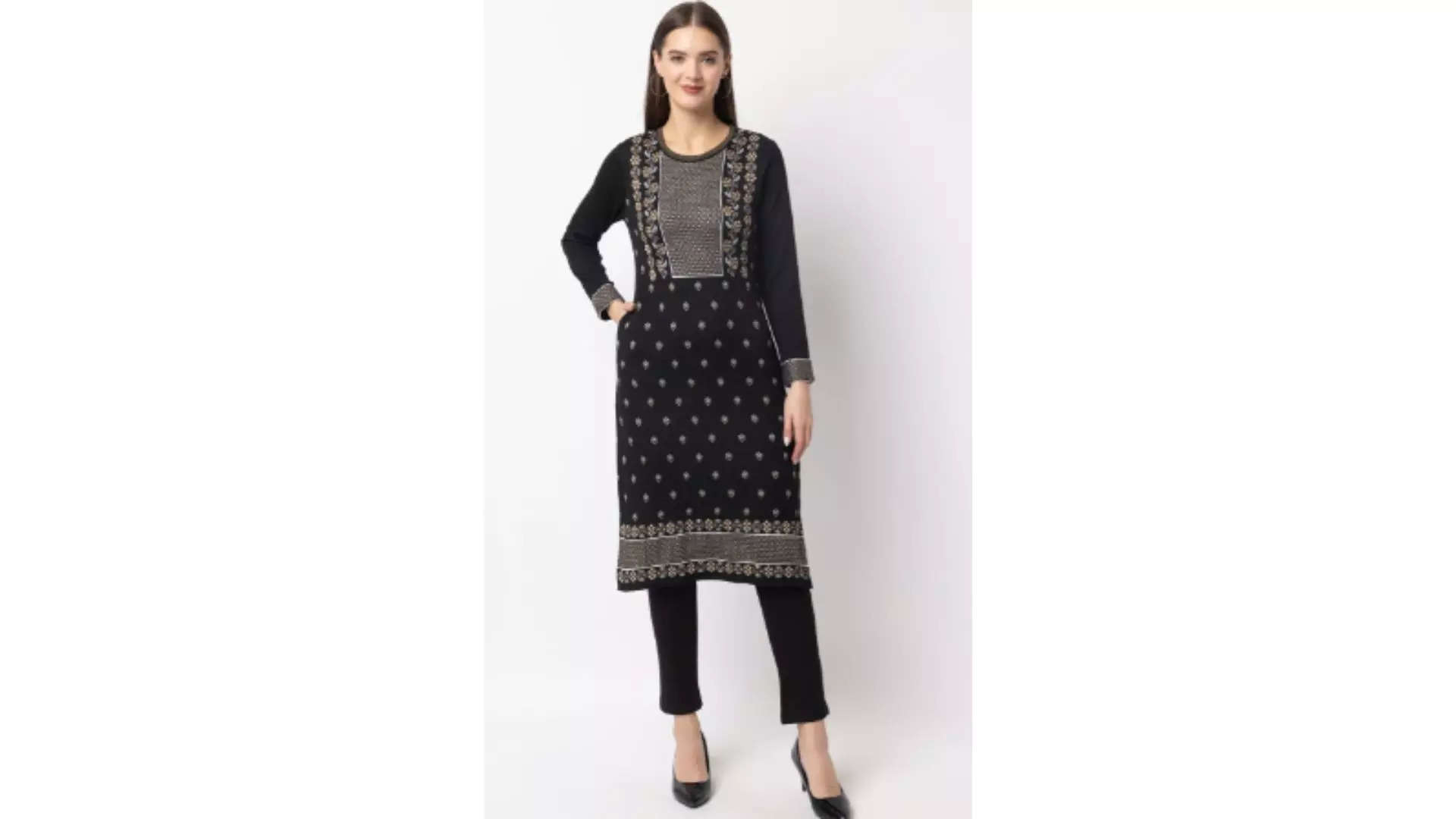 KEIKO Ethnic Motifs Woven Design Acrylic Kurta 