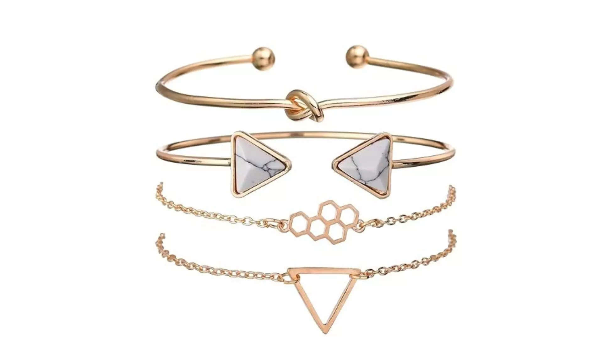 Shining Diva Fashion Set of 4 Multilayer Charm Bangle 