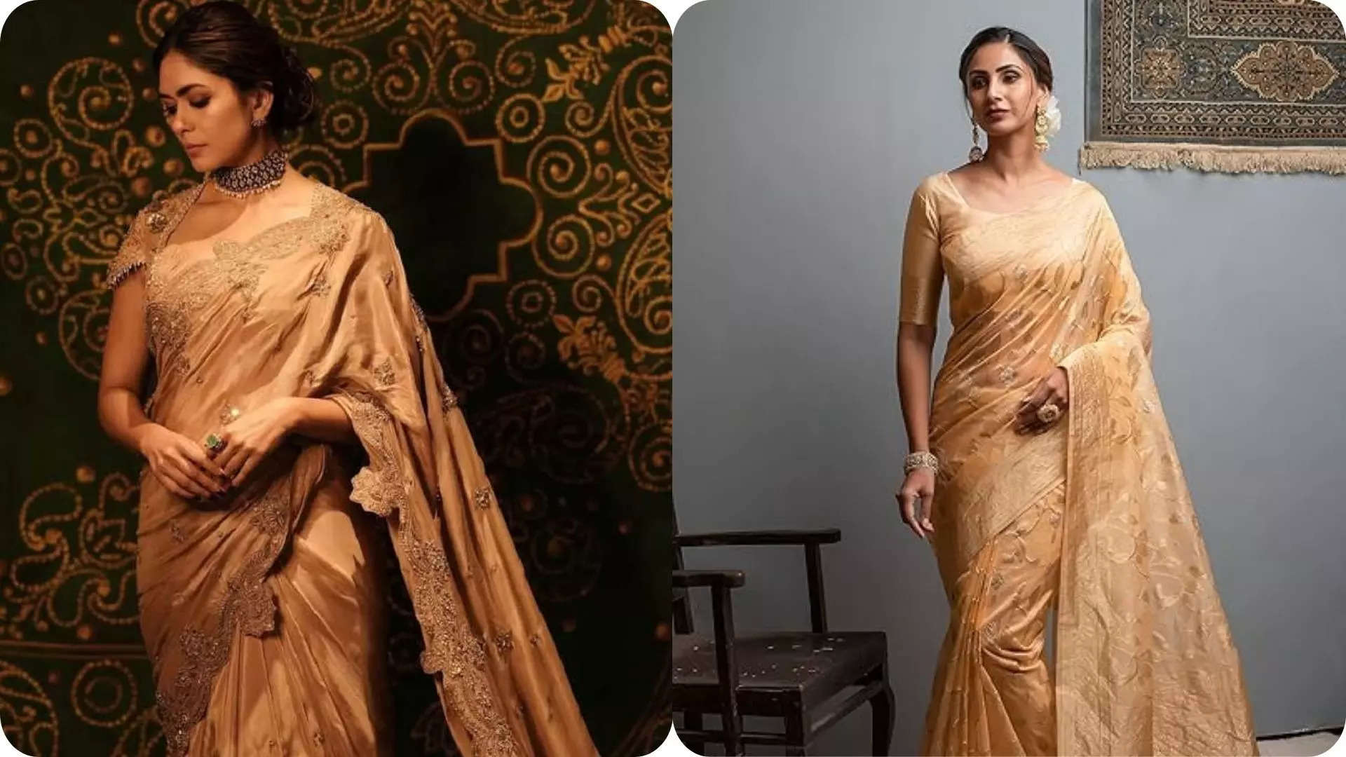 Recreate Mrunal Thakurs Effortless Charm with This Solid Organza Saree 