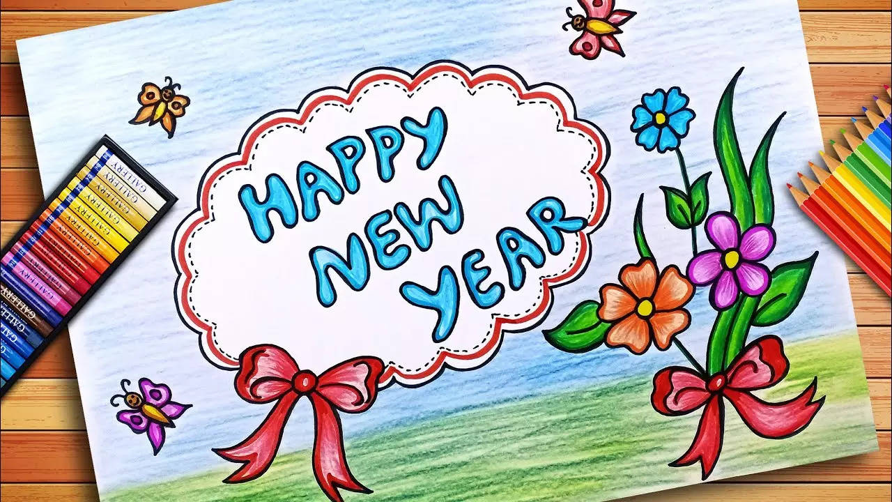 Happy New Year 2025 Drawing Poster