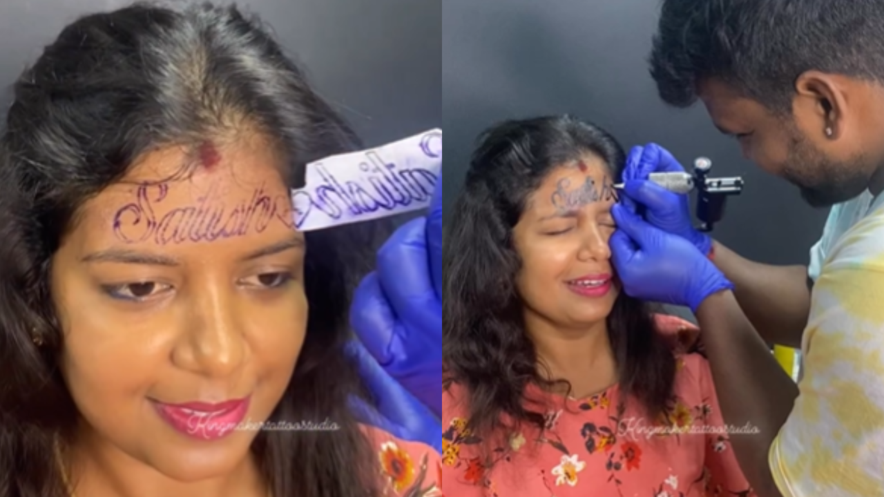 Husband Name Tattoo On Forehead