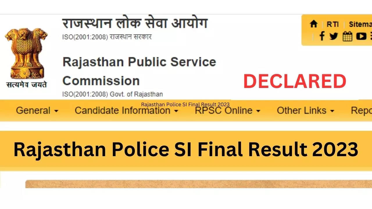 Rajasthan Police SI Final Result 2023 