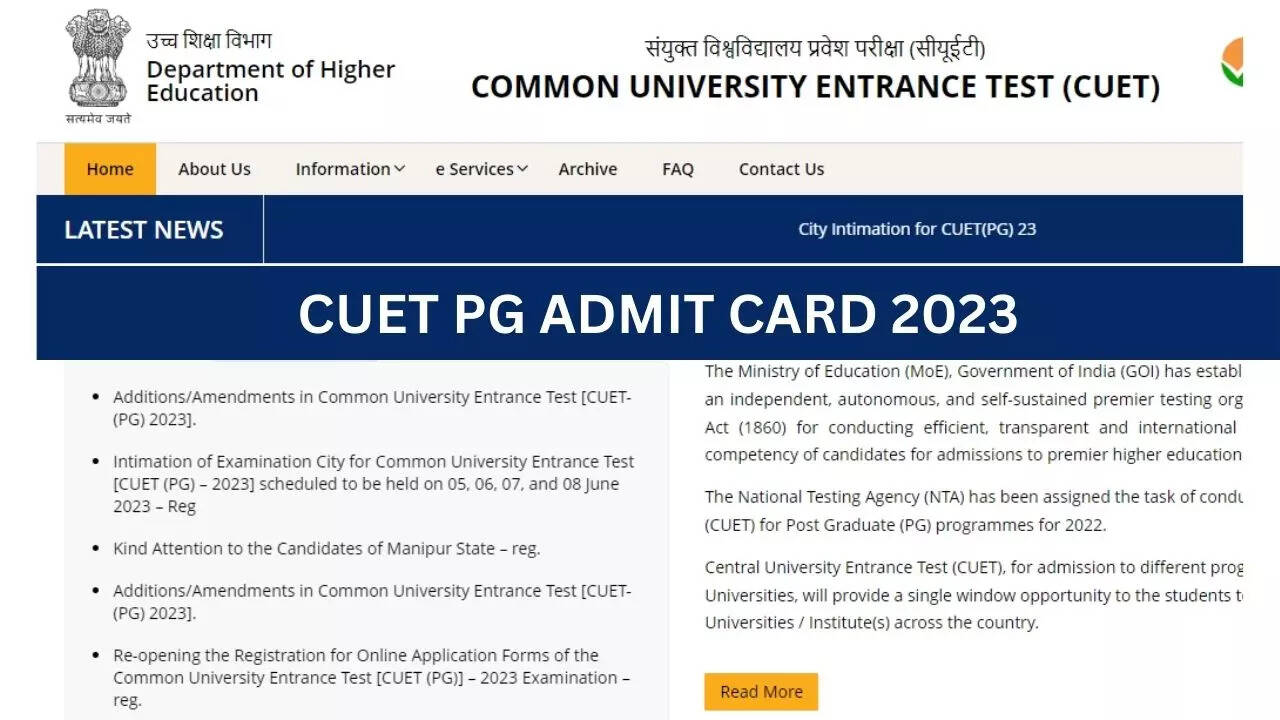 CUET PG Admit Card 2023 Released soon at cuet.nta.nic.in know how to