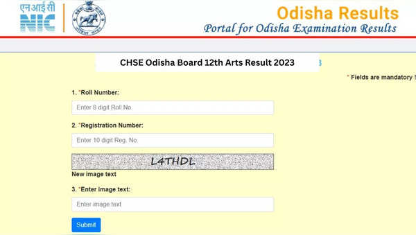 CHSE Odisha Board 12th Arts Result 2023