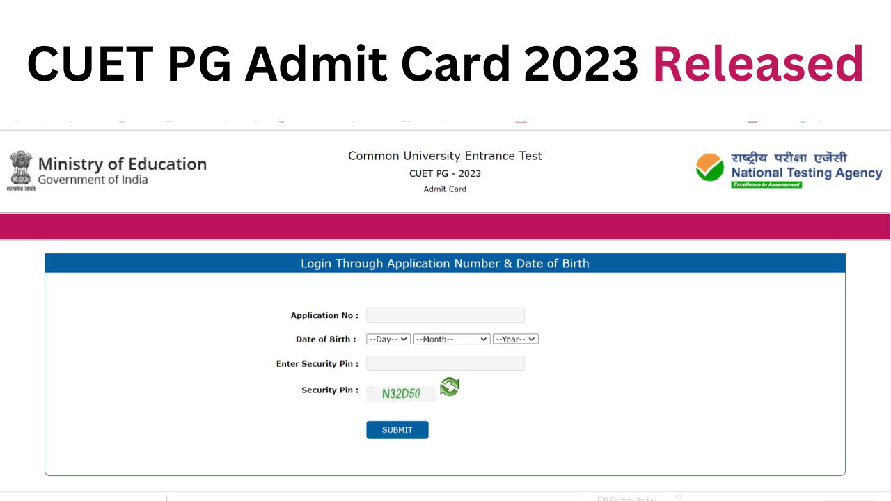 CUET PG Admit Card 2023 Released 