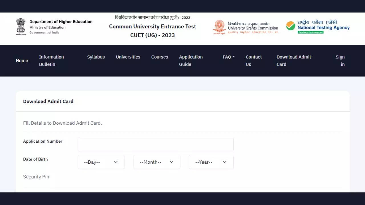 CUET UG Admit Card 2023