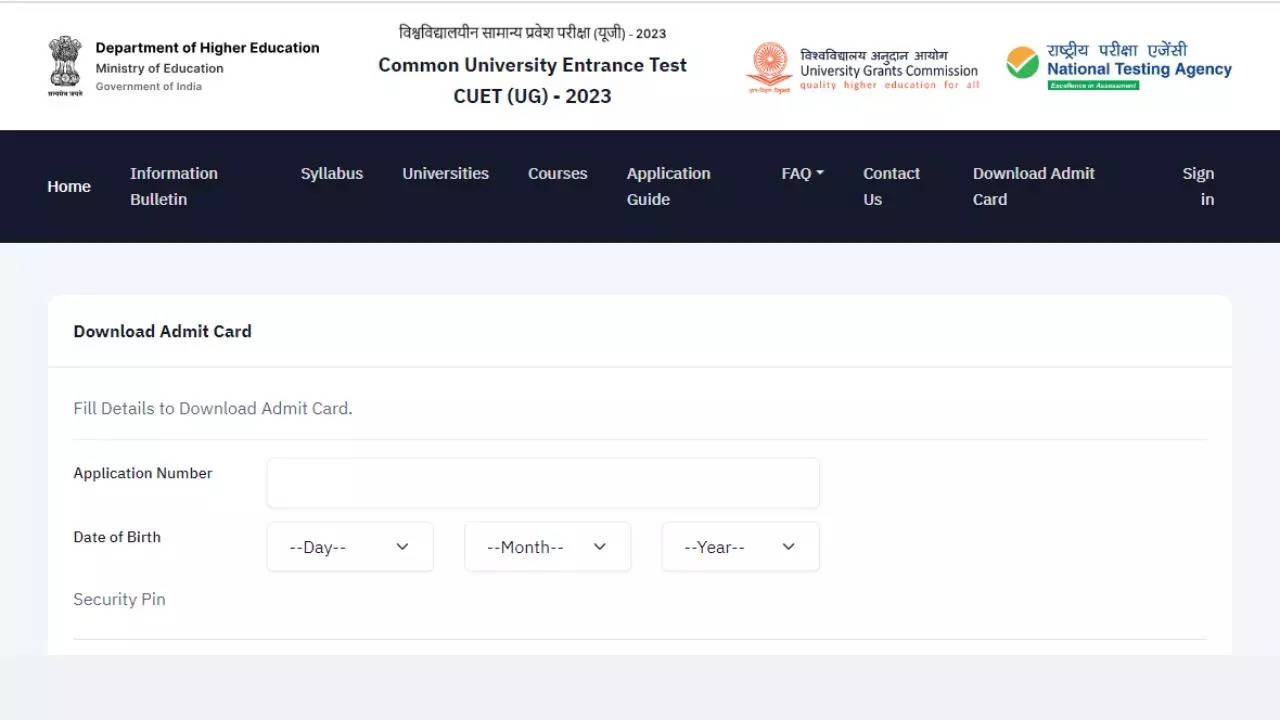 CUET UG Admit Card 2023