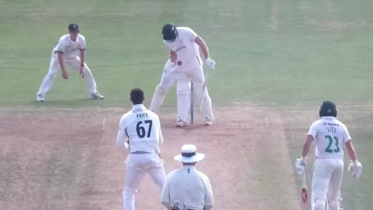 Viral Video of batsman dismissal handling the ball in County Cricket