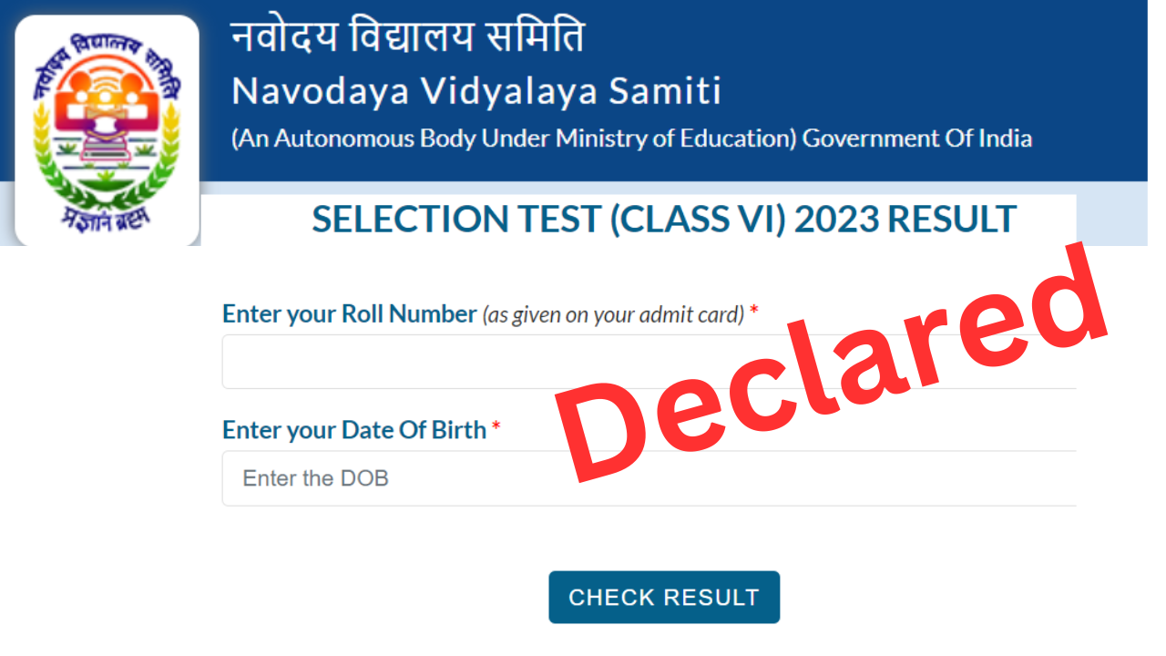 JNVST Class 6th Result 2023: घोषित हुए नवोदय विद्यालय समिति कक्षा 6 के रिजल्ट, इस डायरेक्ट लिंक से करें चेक