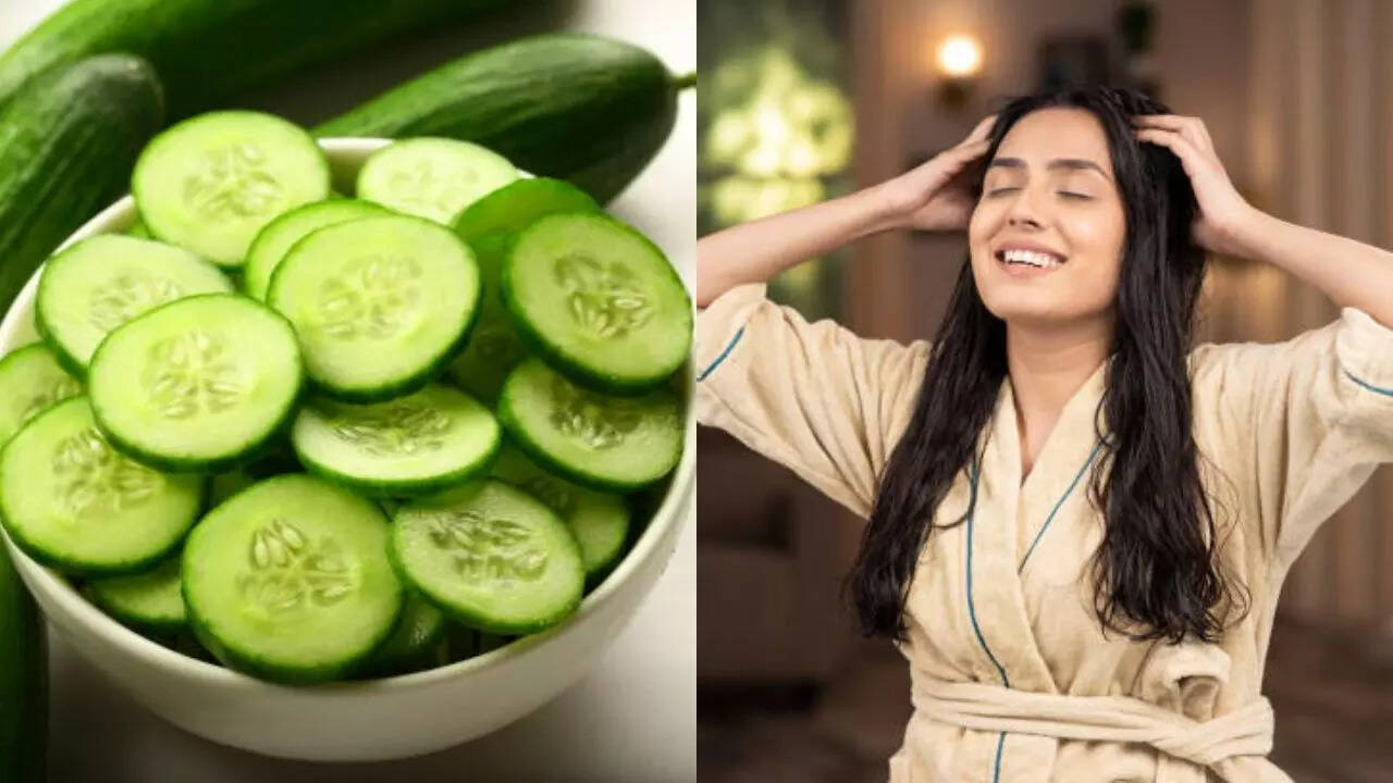 Cucumber Hair Mask Cucumber can remove hair problem in summer, prepare