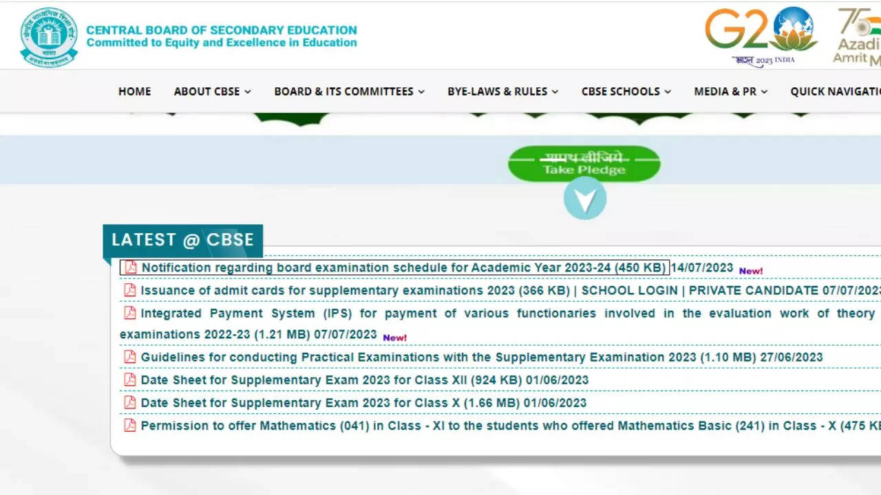 CBSE Board Exam 2024 Date sheet