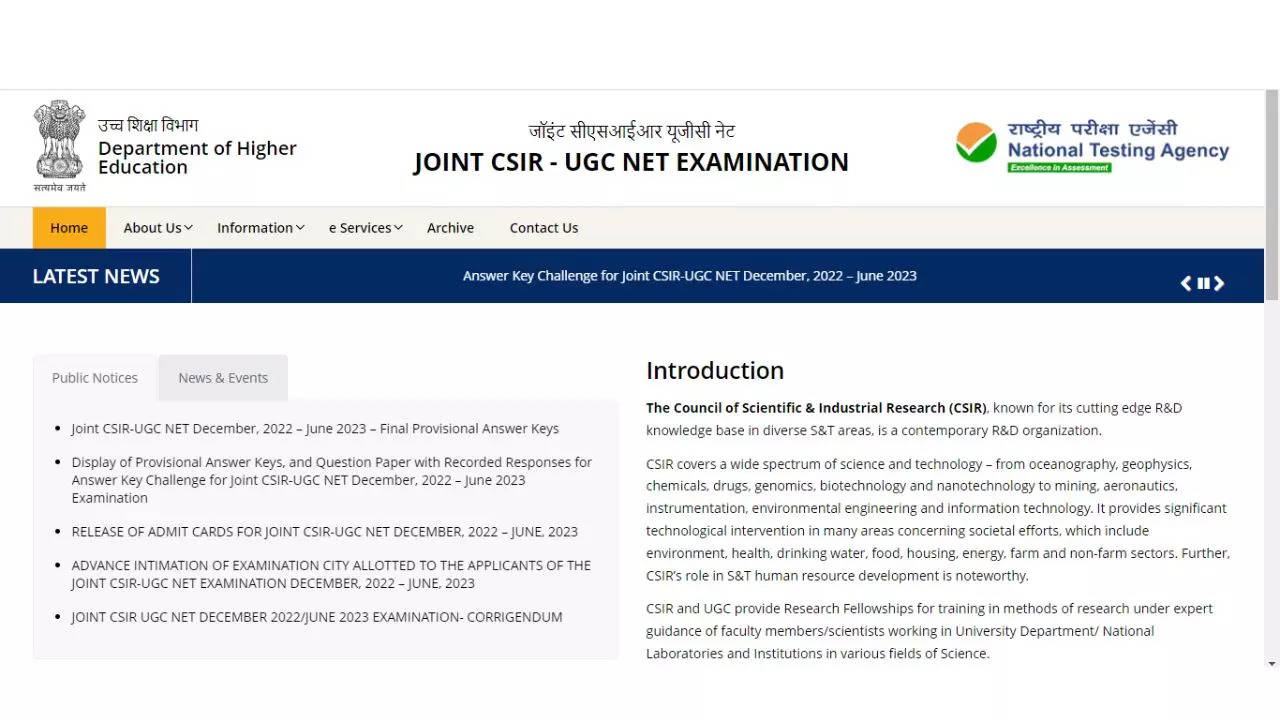 CSIR UGC NET Result 2023, csirnet.nta.nic.in