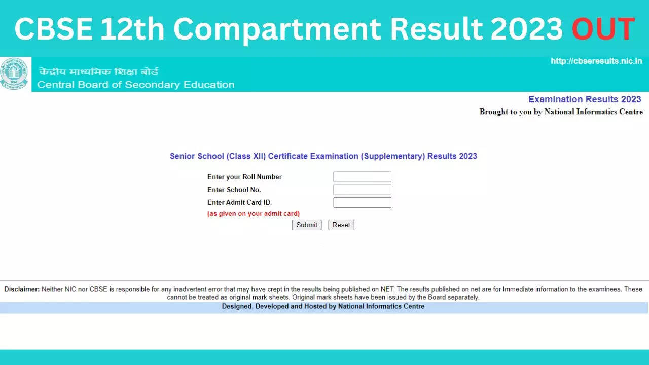 CBSE 12th Compartment Result 2023 OUT