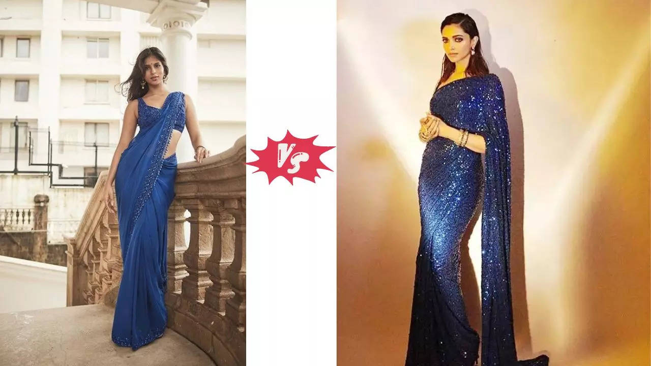 suhana khan latet blue saree look